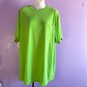 Roaman's Women's Green Cotton Blend T-Shirt Size Large L Pocket Tee Casual Top